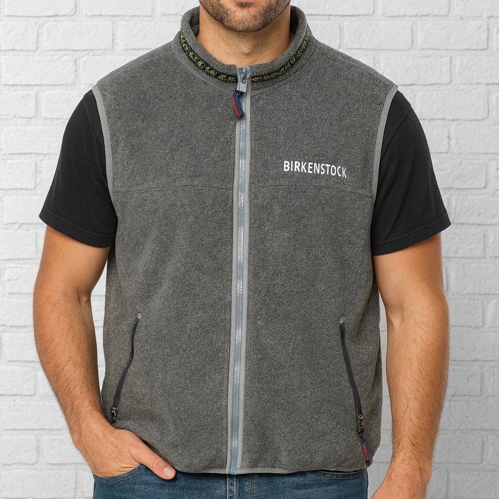 Birkenstock Polartec Fleece Vest – Gray, Full Zip, Outdoor Casual XXL